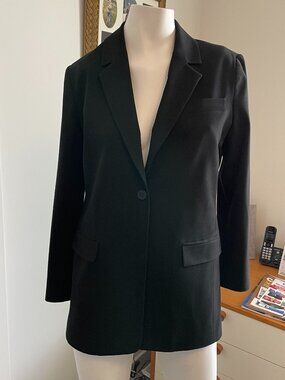 Nordstrom 1 Button Notch Collar Modern Classic Poly Rayon Lined Blazer Black XS